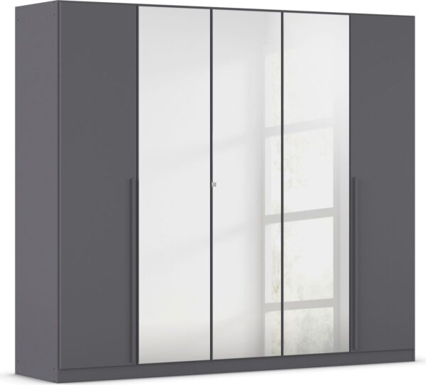 Rauch Möbel rauch Alba Kleiderschrank 5 – türig, mit Spiegel, farbe Grau metallic Breite 226 cm