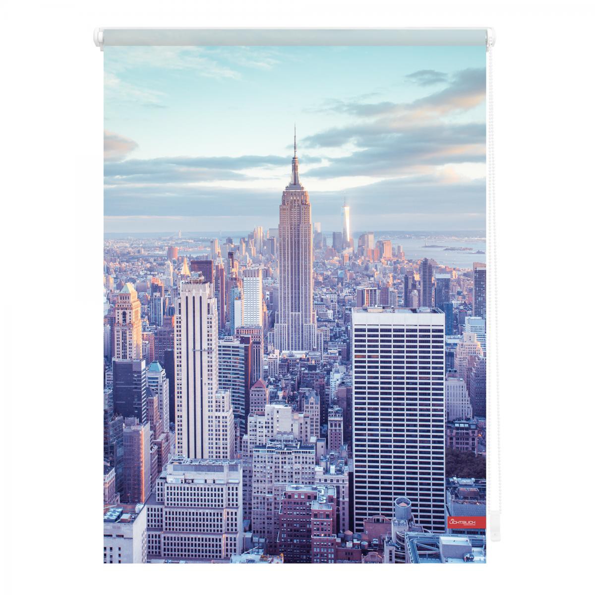 Lichtblick Rollo Klemmfix, ohne Bohren, blickdicht, New York – Blau, 100 x 150 cm (B x L)