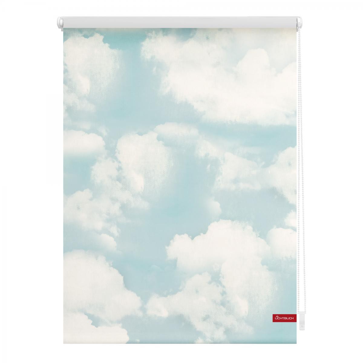 Lichtblick Rollo Klemmfix, ohne Bohren, blickdicht, wolken – Blau, 120 x 150 cm (B x L)