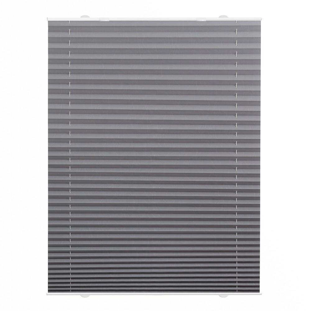 Lichtblick Plissee Haftfix, ohne Bohren Grau, 80 cm x 130 cm (B x L)