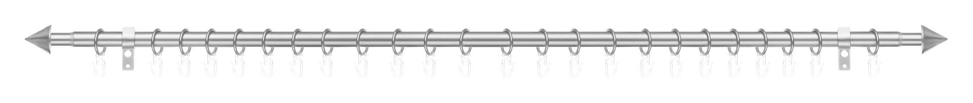 LICHTBLICK Gardinenstange Kegel Chrom Metall D: ca. 2 cm ausziehbar von ca. 130 bis 240 cm 1.0 Läufe