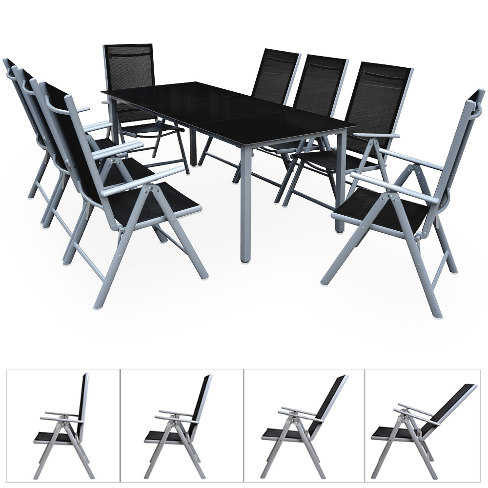Casaria Garten – Sitzgruppe Bern 9 – tlg. Silber Alu