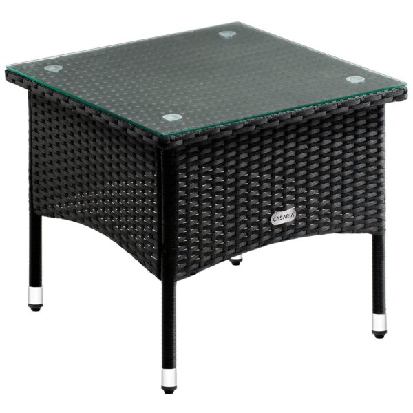 Casaria Deuba Polyrattan Beistelltisch/Teetisch – schwarz