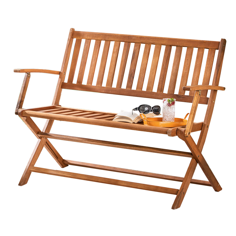 Deuba Casaria Gartenbank Eukalyptus klappbar 120 x 90 x 55cm braun