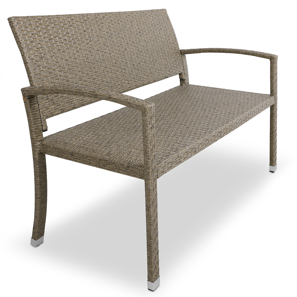 Casaria Gartenbank Polyrattan 2er 122 x 87 x 60cm schwarz