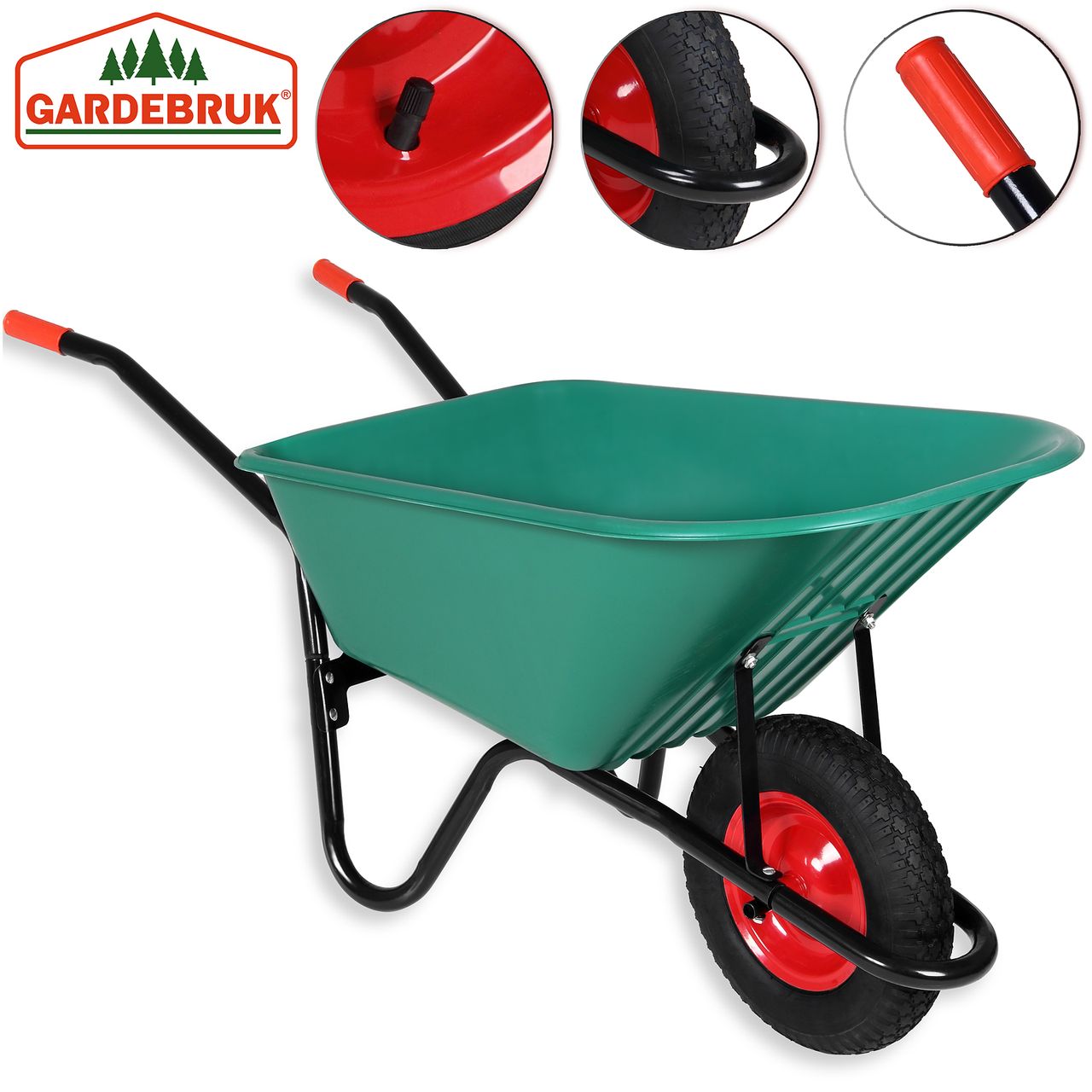 Gardebruk Gardebruk Schubkarre Kunststoff 100l – 150kg 98 x 60 x 42cm grün – schwarz