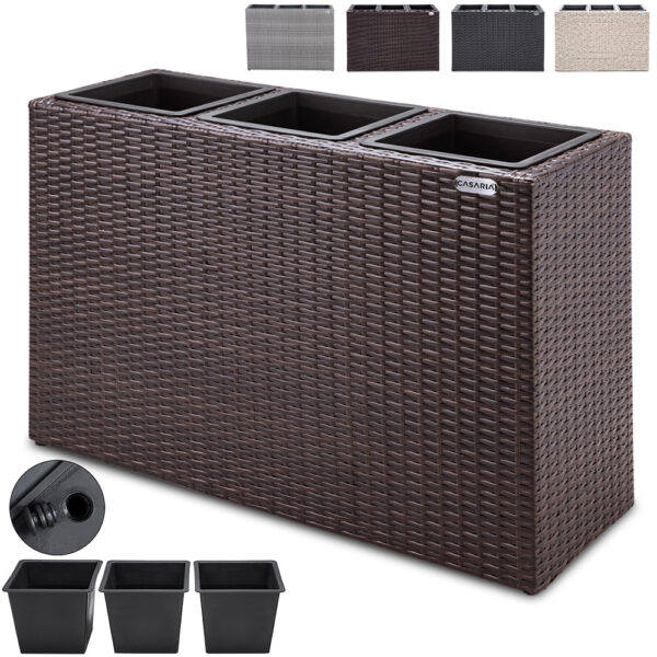 Casaria Casaria Blumenkasten Polyrattan 3er 83 x 60 x 30, 5cm schwarz