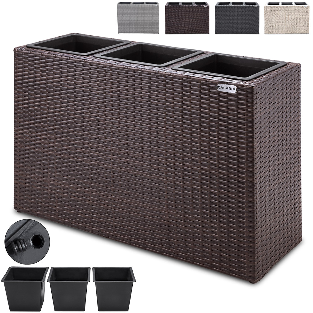 Casaria Casaria Blumenkasten Polyrattan 3er 83 x 60 x 30, 5cm schwarz