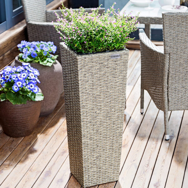 4250525397253-1 Casaria Blumenkasten Polyrattan 80x30x30cm 61x24, 5x24, 5cm 41x21x21cm 3er Set creme