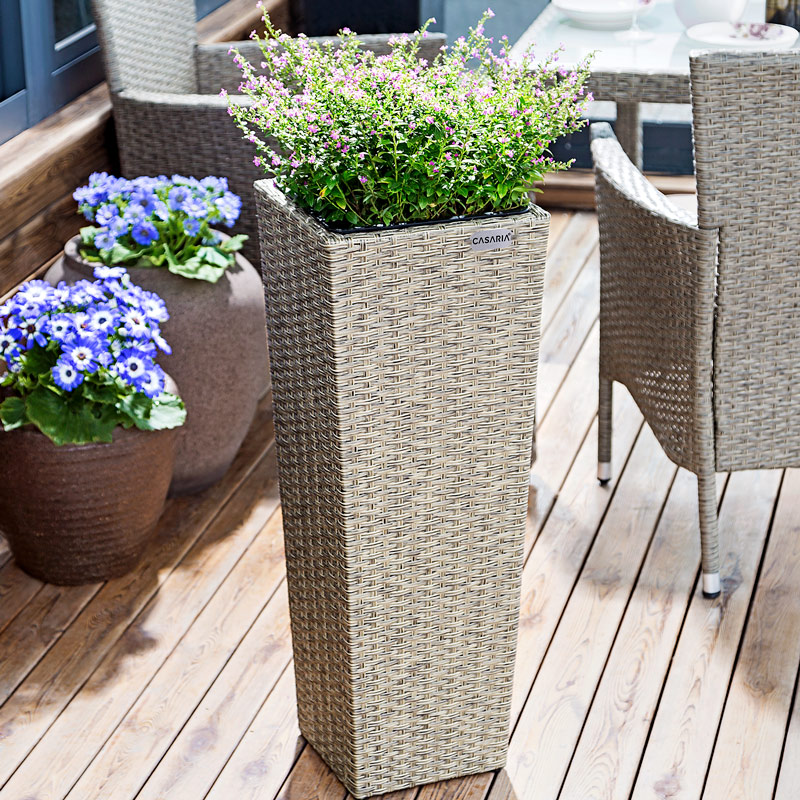 Casaria Blumenkasten Polyrattan 80x30x30cm 61×24, 5×24, 5cm 41x21x21cm 3er Set creme
