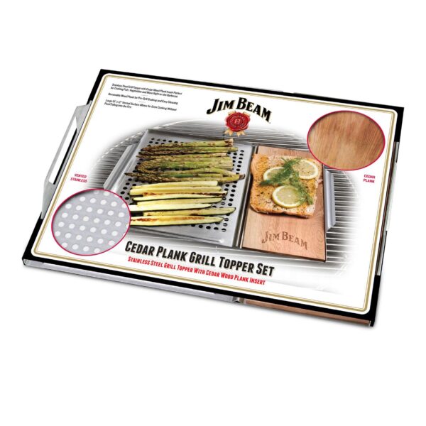 Jim Beam Edelstahl Grillauflage mit Zedernholz – Platte