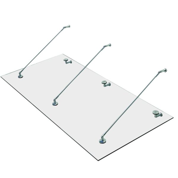 4250871205608-1 HOMCOM Glasvordach mit gehärtetem Glas und Edelstahl – ca. 200 x 90 cm
