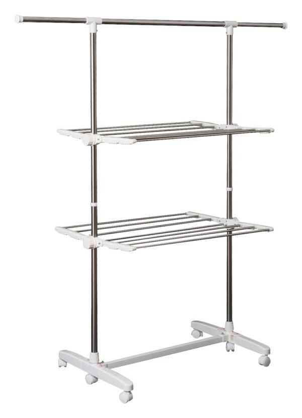 HOMCOM Turmwäscheständer silber Edelstahl H/T/L: ca. 154x62x136 cm