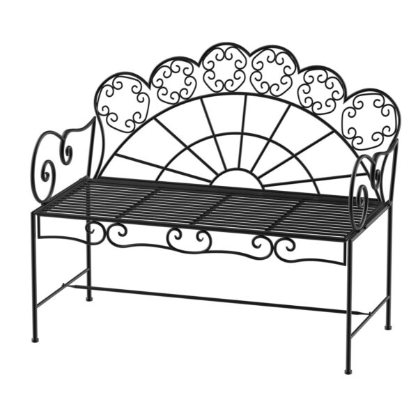 Outsunny Gartenbank Parkbank Sitzbank Bank Gartenmöbel 2 – Sitzer Metall Schwarz