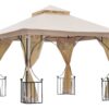 Outsunny Gartenpavillon beige Metall B/H/L: ca. 300x275x300 cm