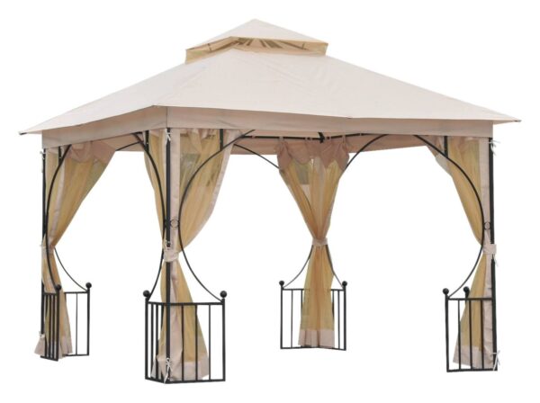 Outsunny Gartenpavillon beige Metall B/H/L: ca. 300x275x300 cm