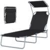 Outsunny Gartenliege schwarz Metall B/H/L: ca. 58x27x187 cm