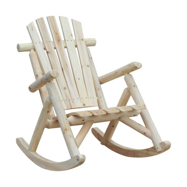 4250871238132-1 Outsunny Schaukelstuhl Schwingsessel Schaukel Stuhl Relaxstuhl Tannenholz Natur
