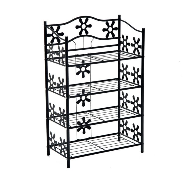 4250871240845-1 HOMCOM Pflanzenregal Pflanzentreppe Ständer 4 Etagen Metall Schwarz 59, 5 x 30 x 92 cm