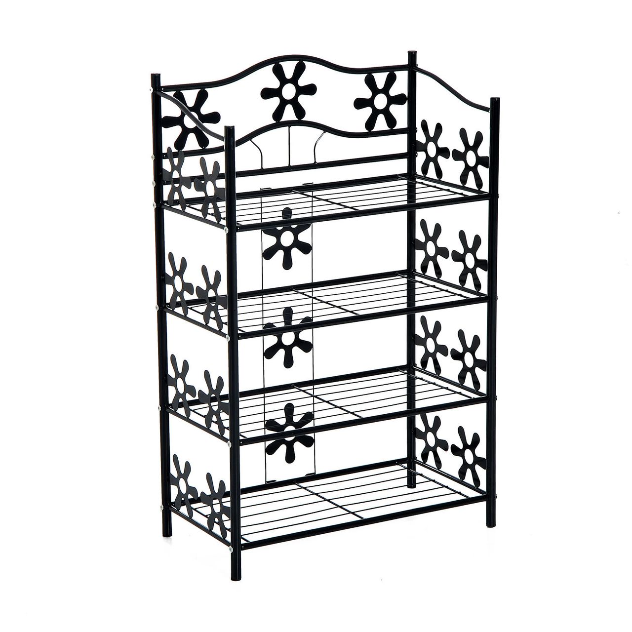 HOMCOM Pflanzenregal Pflanzentreppe Ständer 4 Etagen Metall Schwarz 59, 5 x 30 x 92 cm