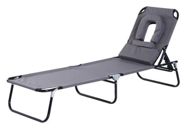 Outsunny Gartenliege grau Metall B/H/L: ca. 56x28x190 cm Outsunny Gartenliege grau Metall B/H/L: ca. 56x28x190 cm