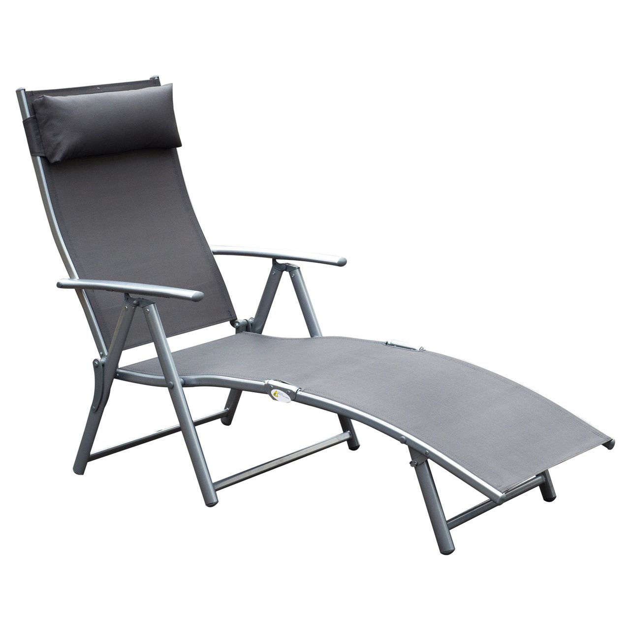 Outsunny Sonnenliege Liegestuhl Gartenliege 7 Positionen verstellbar Grau