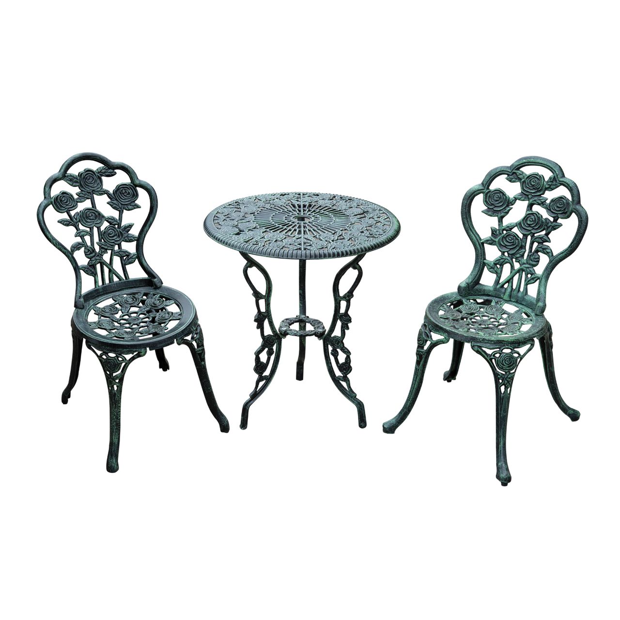Outsunny Bistroset Gartenset 3 – tlg. Balkonmöbel Set Gussaluminium Antik Grün