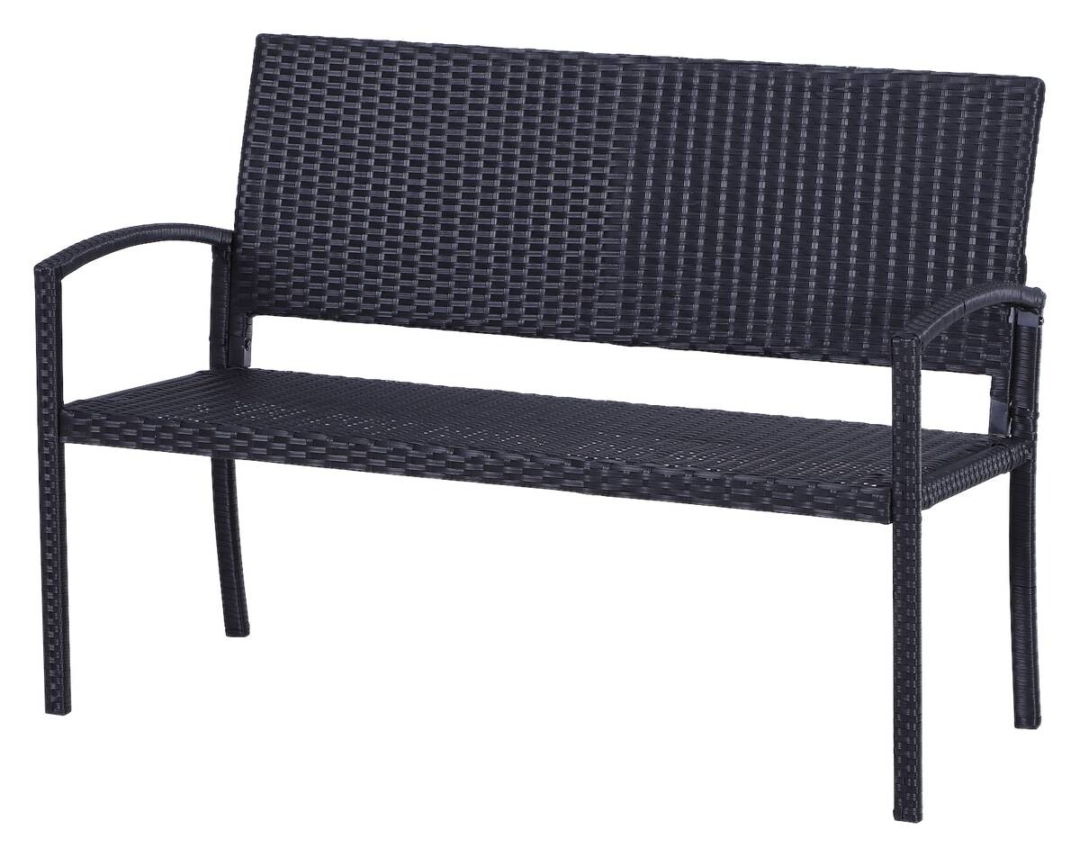Outsunny Gartenbank schwarz Stahl B/H/L: ca. 60x87x122 cm