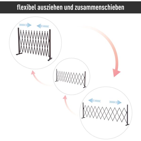 Outsunny Scherengitter Absperrgitter ausziehbar 35 – 300cm Garten Alu Braun