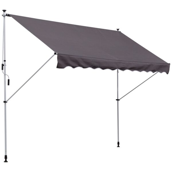 4250871251421-1 Outsunny Markise Klemmmarkise Faltarm Handkurbel Balkon 3 x 1, 5 m Alu Grau