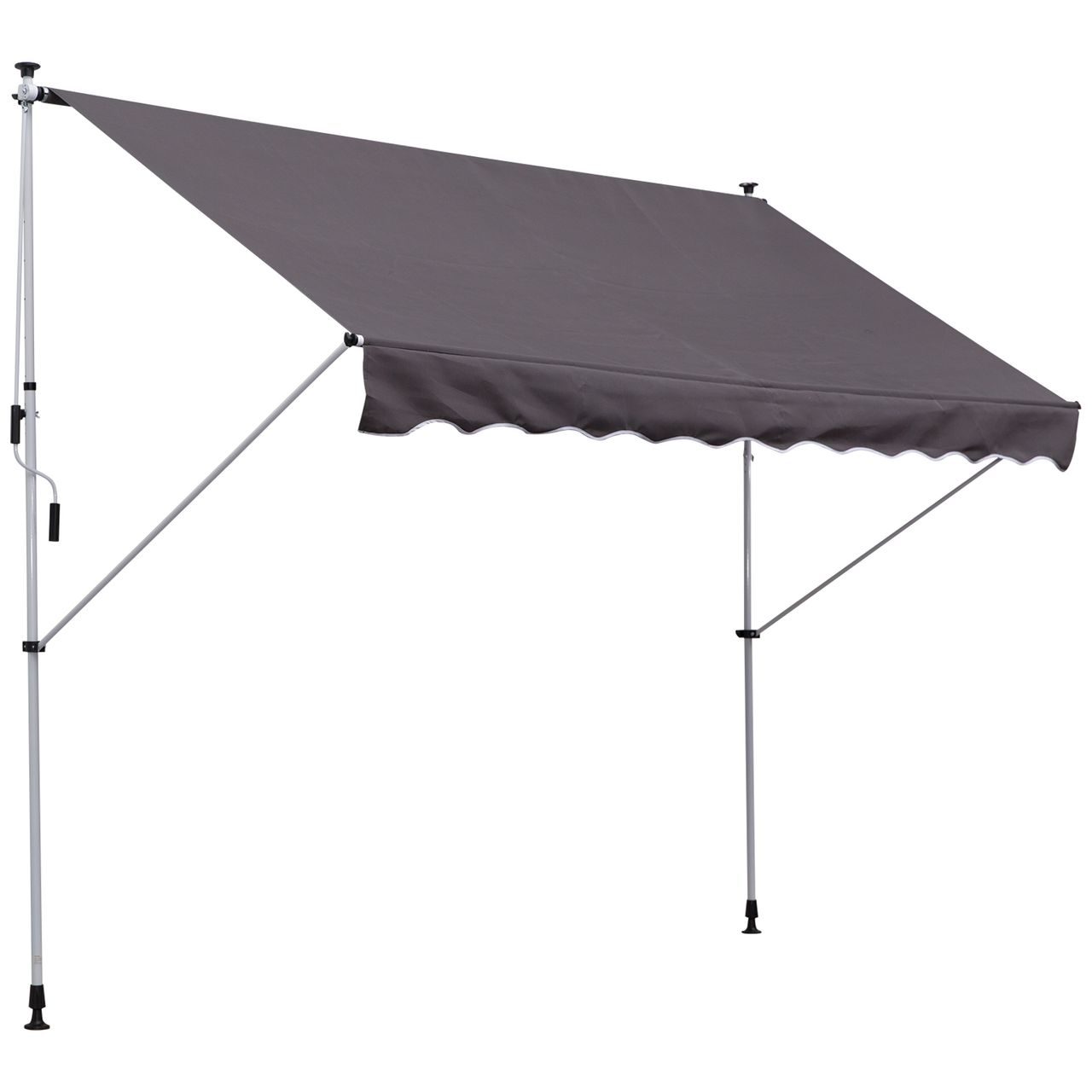 Outsunny Markise Klemmmarkise Faltarm Handkurbel Balkon 3 x 1, 5 m Alu Grau