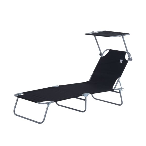 4250871253159-1 Outsunny Sonnenliege Gartenliege Wellnessliege Strandliege klappbar mit Sonnenschutz