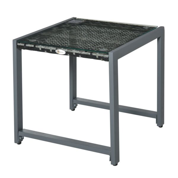 4250871273119-1 Outsunny Gartentisch Garten Beistelltisch Tisch Gartenmöbel Polyrattan Hartglas