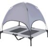 PawHut Haustierbett mit Baldachin grau Metall B/H/L: ca. 76x90x92 cm