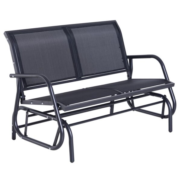Outsunny Schaukelbank 2 – Sitzer Gartenbank Gartenschaukel Sitzbank Metall Gartenmöbel Schwarz 120 x 70 x 88 cm