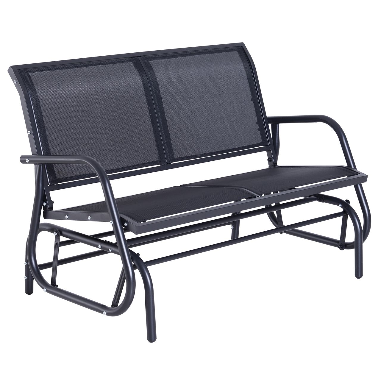 Outsunny Schaukelbank 2 – Sitzer Gartenbank Gartenschaukel Sitzbank Metall Gartenmöbel Schwarz 120 x 70 x 88 cm