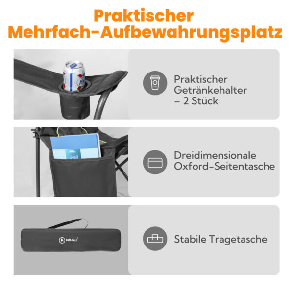 Homecall XXL Campingstuhl Übergroßer Klappstuhl, bis 360 KG, für Outdoor, Balkon, Garten