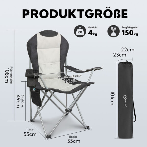 4250902905705-3 Homecall Klappbar Campingstuhl, hochlehner Angelstuhl, mit Getränkehalter