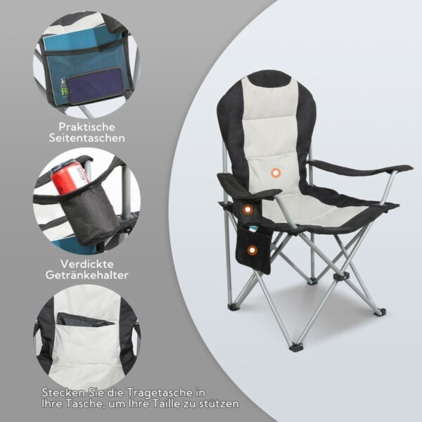4250902905705-4 Homecall Klappbar Campingstuhl, hochlehner Angelstuhl, mit Getränkehalter
