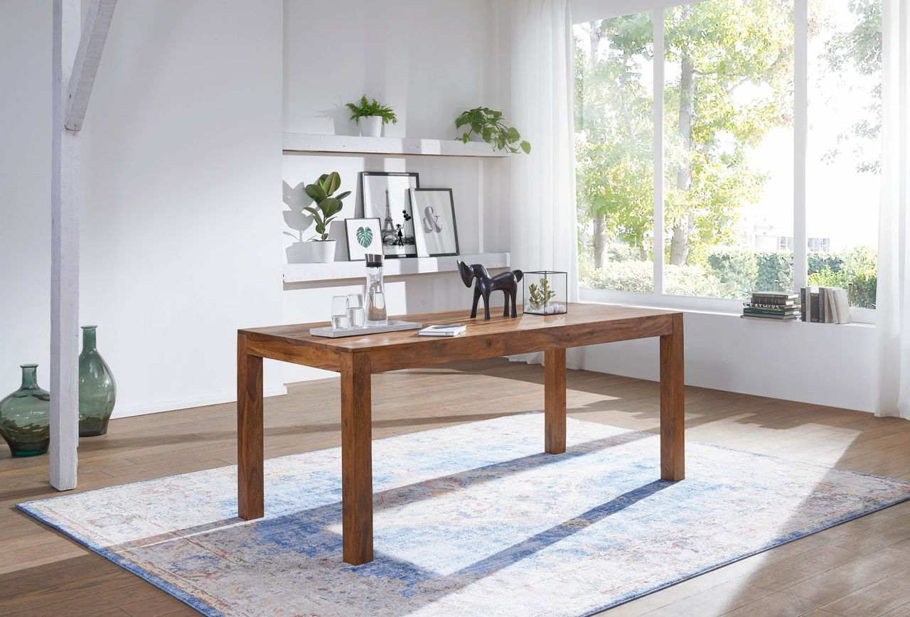 Wohnling WOHNLING Design Esstisch Massiv 160 x 80 x 76 cm Sheesham Massivholz
