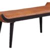 Wohnling Sitzbank braun schwarz Leder Echtholz B/H/T: ca. 125x51x38 cm