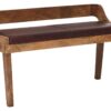 Wohnling Sitzbank dunkelbraun natur Leder Echtholz B/H/T: ca. 108x63x43 cm