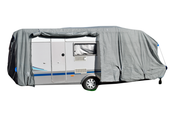 GreenYard ® Wohnwagen Abdeckplane mit Reflektoren Größe L, 610 x 250 x 220 cm