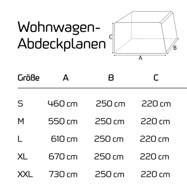 GreenYard ® Wohnwagen Abdeckplane mit Reflektoren Größe L, 610 x 250 x 220 cm