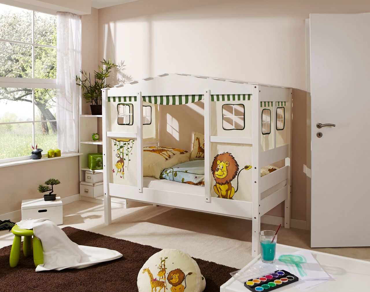 TICAA Hausbett MINI Safari 80×160 cm – inkl. Matratze