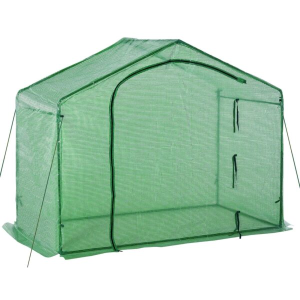 Outsunny Foliengewächshaus Frühbeet mit Fenster und Tür Grün Stahl PVC – Kunststoff 180 x 100 x 165 cm