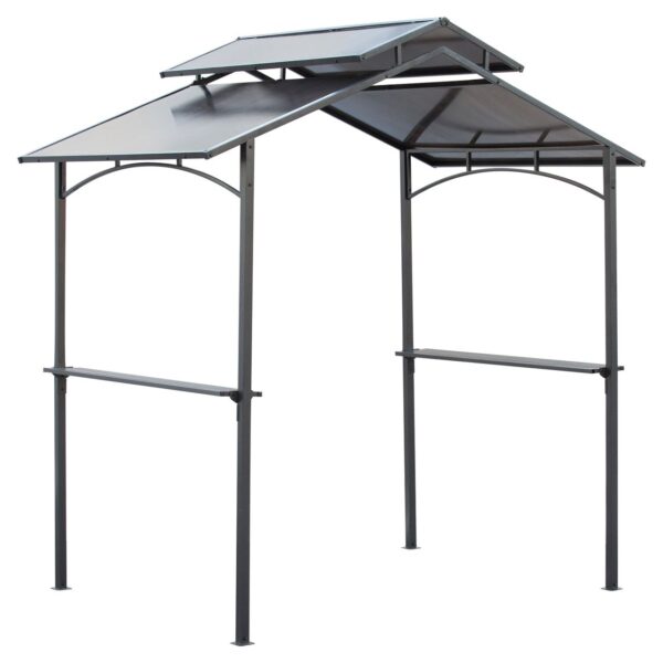 Outsunny Grillpavillon mit Flammschutzdach 2, 5 x 1, 5m BBQ – Pavillon Stahl PC