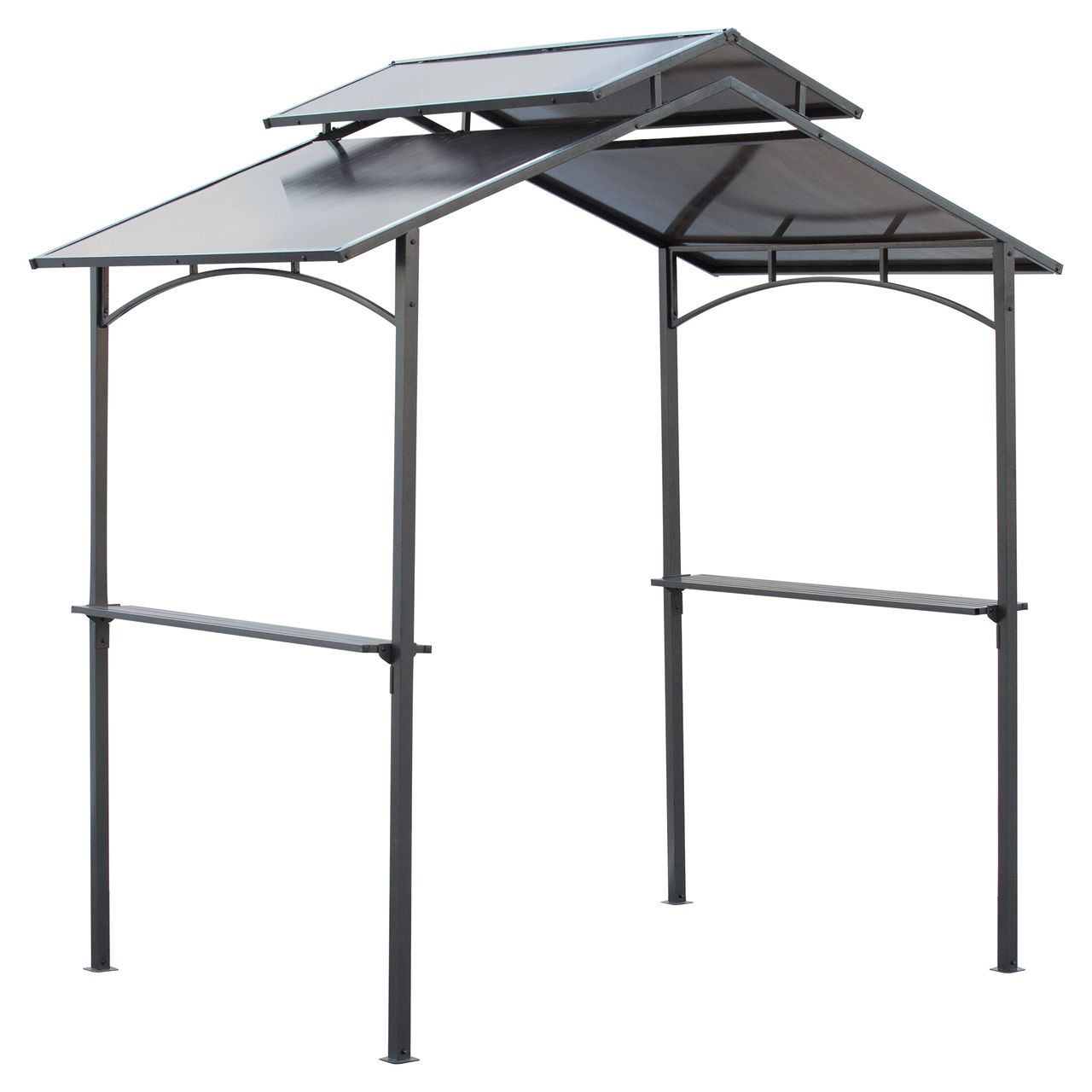 Outsunny Grillpavillon mit Flammschutzdach 2, 5 x 1, 5m BBQ – Pavillon Stahl PC