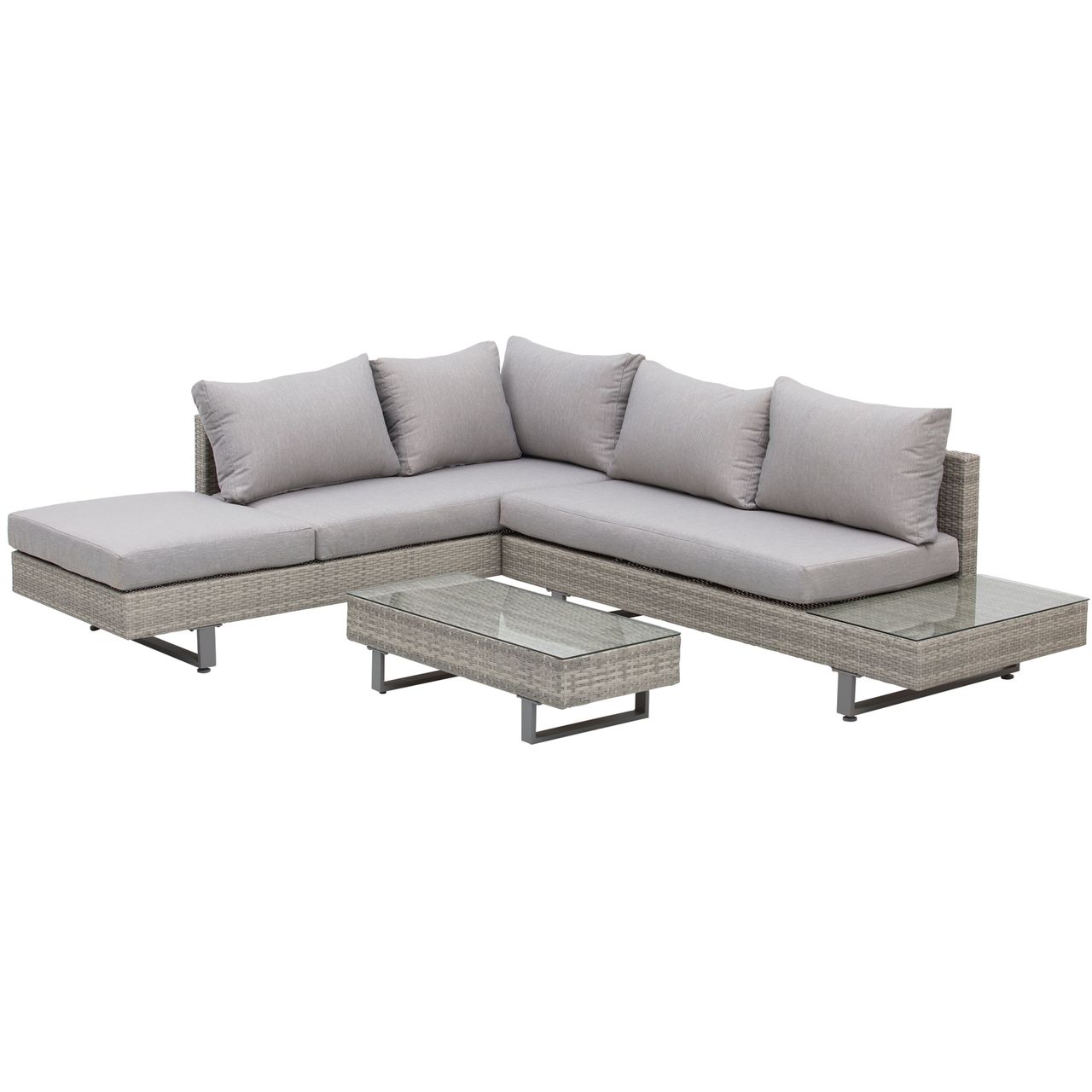 Outsunny 3 – tlg. Luxus Gartengarnitur Polyrattan Garten Sitzgruppe mit Ablagen
