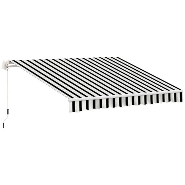 Outsunny Gelenkarmmarkise 395 cm Markise mit Handkurbel Sonnenschutz Wandmontage Alu Weiß+Blau 395x245cm